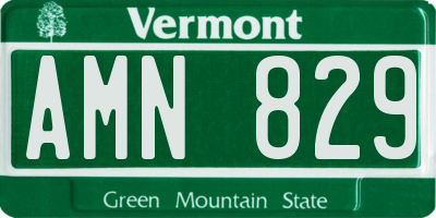 VT license plate AMN829