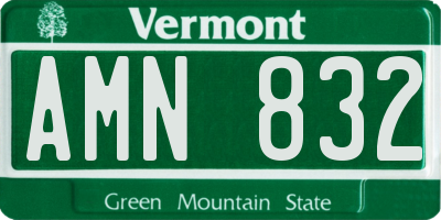 VT license plate AMN832
