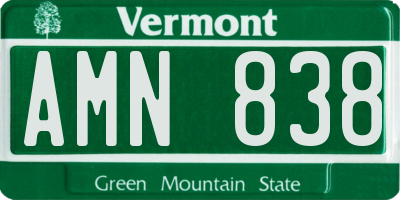 VT license plate AMN838