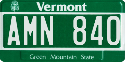 VT license plate AMN840