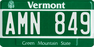 VT license plate AMN849