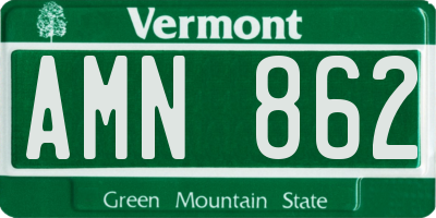 VT license plate AMN862