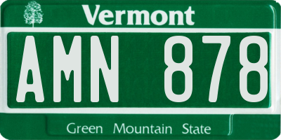 VT license plate AMN878