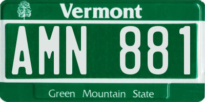 VT license plate AMN881