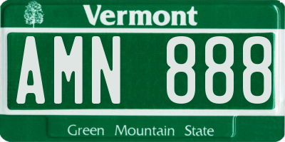 VT license plate AMN888