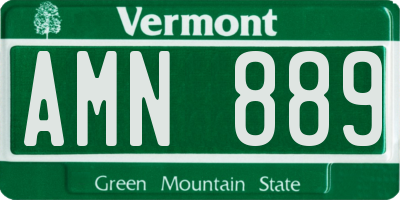 VT license plate AMN889