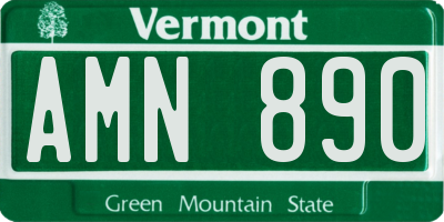 VT license plate AMN890