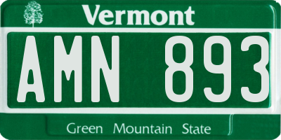 VT license plate AMN893