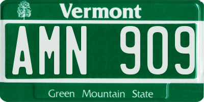 VT license plate AMN909