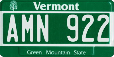 VT license plate AMN922