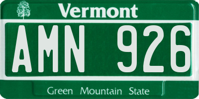 VT license plate AMN926