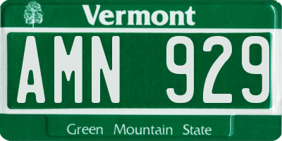 VT license plate AMN929
