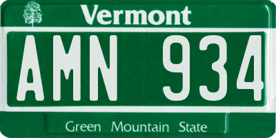 VT license plate AMN934