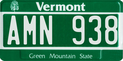 VT license plate AMN938