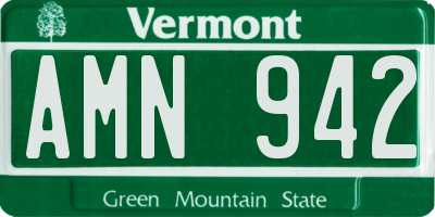 VT license plate AMN942