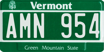 VT license plate AMN954