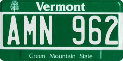 VT license plate AMN962