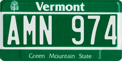VT license plate AMN974