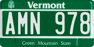 VT license plate AMN978