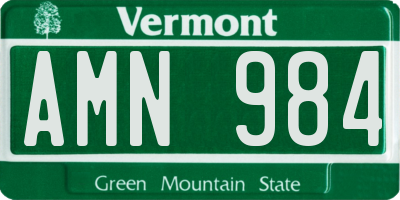VT license plate AMN984