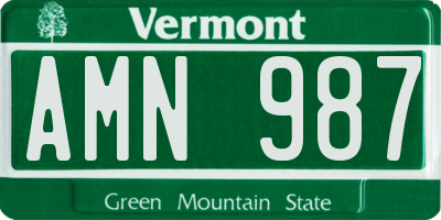 VT license plate AMN987