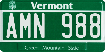 VT license plate AMN988