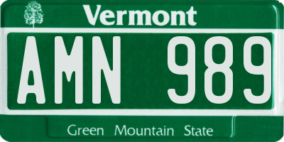 VT license plate AMN989