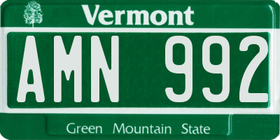 VT license plate AMN992