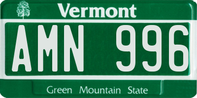 VT license plate AMN996