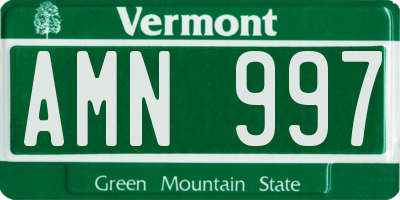VT license plate AMN997