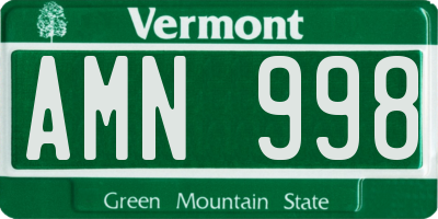 VT license plate AMN998