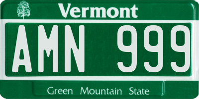 VT license plate AMN999