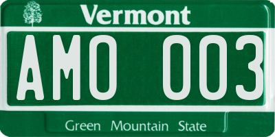 VT license plate AMO003