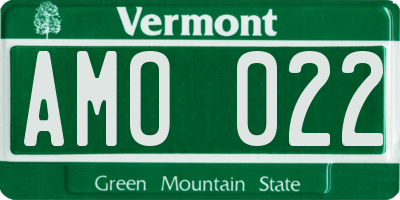 VT license plate AMO022