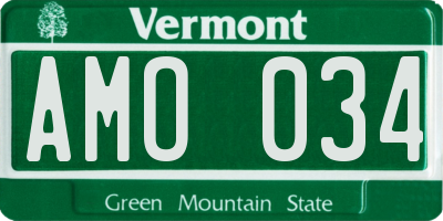VT license plate AMO034
