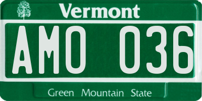 VT license plate AMO036