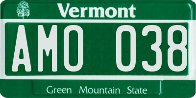 VT license plate AMO038