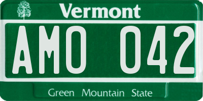 VT license plate AMO042