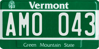 VT license plate AMO043