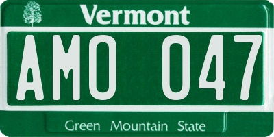 VT license plate AMO047