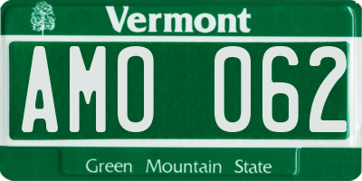 VT license plate AMO062