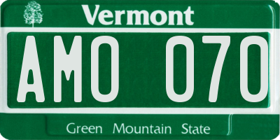 VT license plate AMO070
