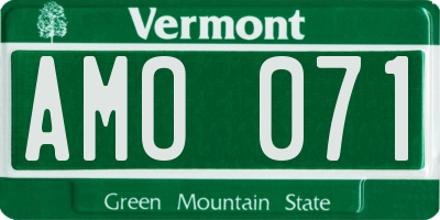 VT license plate AMO071