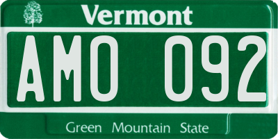 VT license plate AMO092