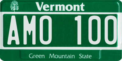 VT license plate AMO100