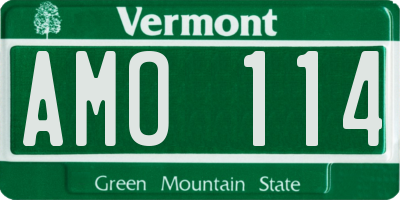VT license plate AMO114