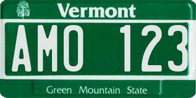 VT license plate AMO123