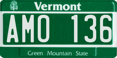 VT license plate AMO136