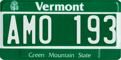 VT license plate AMO193