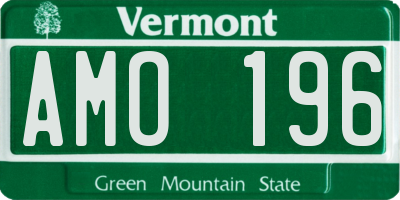 VT license plate AMO196